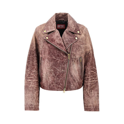 vintage-effect leather biker jacket