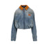 ACNE 36 denim bomber jacket with suede leather collar