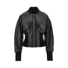 leather cinched bomber jacket