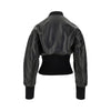 leather cinched bomber jacket