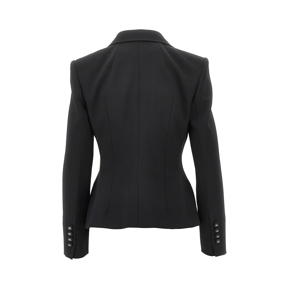slim fit gabardine single-breasted jacket