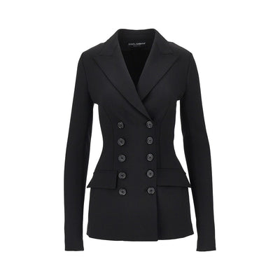 stretch wool fitted double-breasted jacket