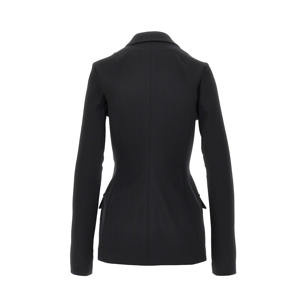 stretch wool fitted double-breasted jacket