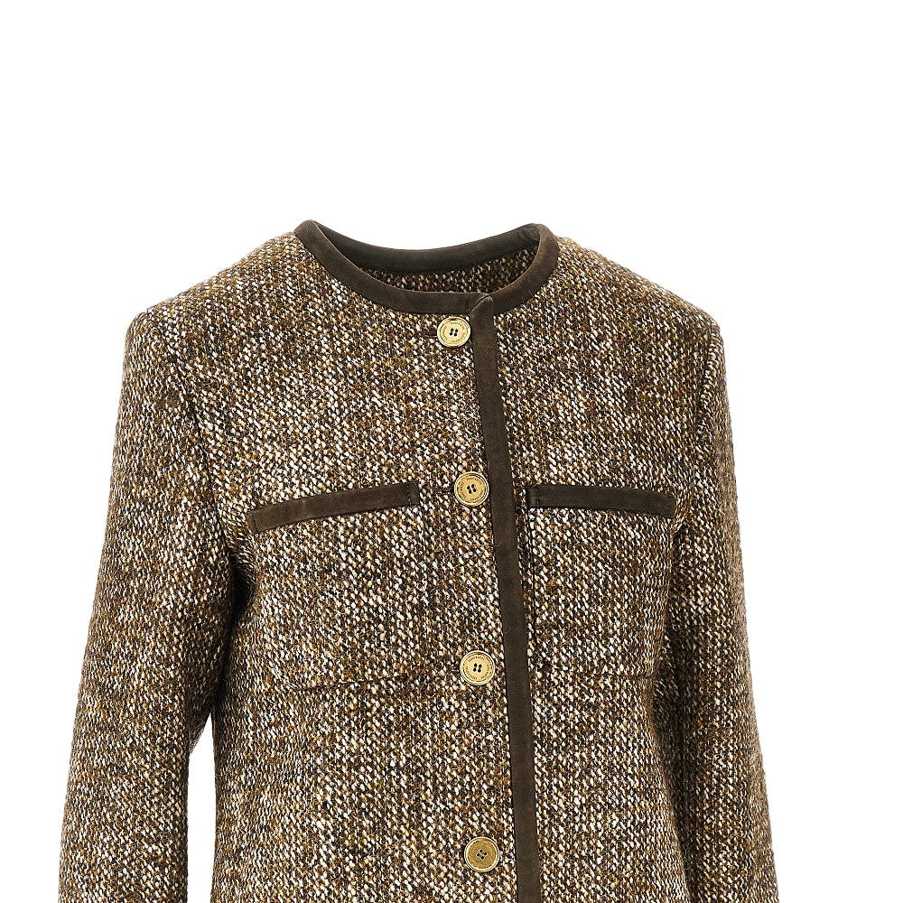 GOLDEN GOOSE 42 tweed long boxy jacket