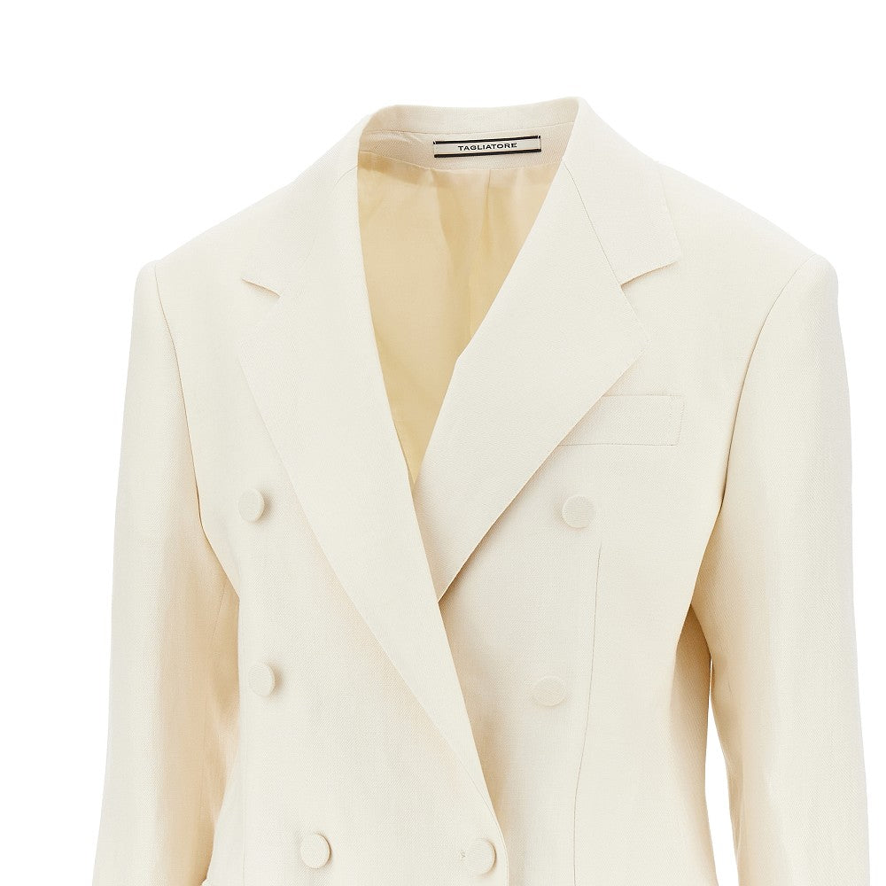TAGLIATORE 44 double-breasted linen twill jacket