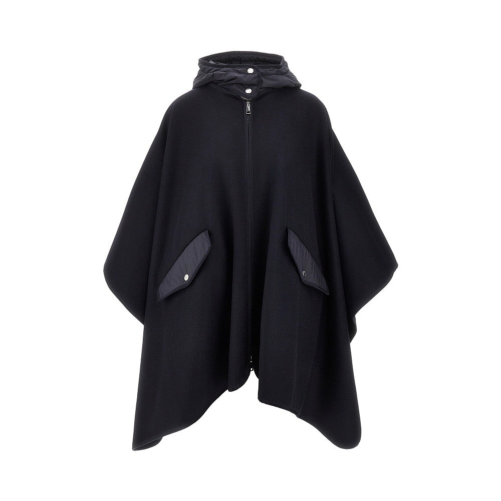 wool-blend cape with nylon details