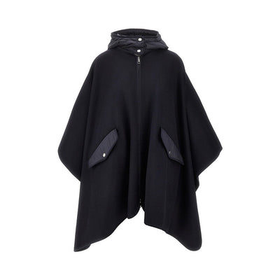 wool-blend cape with nylon details