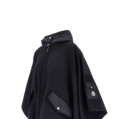 MONCLER OS wool-blend cape with nylon details