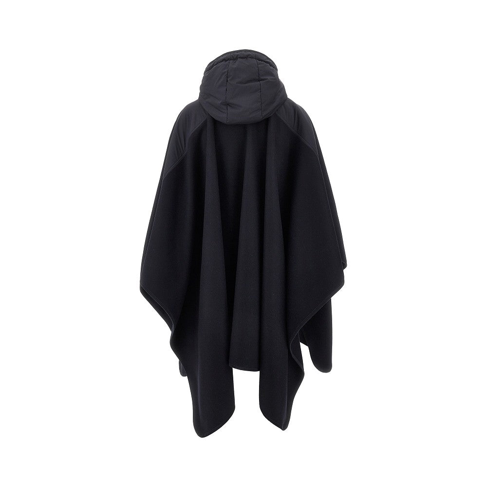 wool-blend cape with nylon details