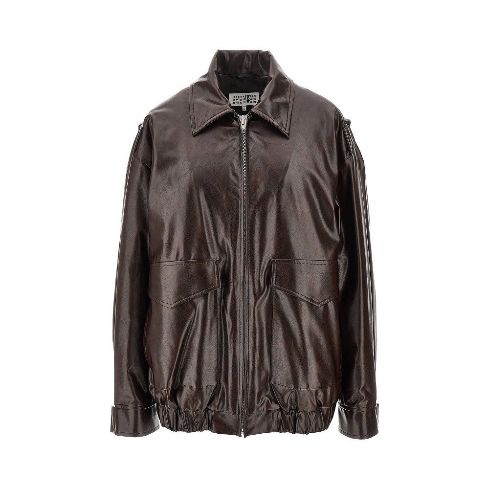 MM6 40 faux leather oversized jacket