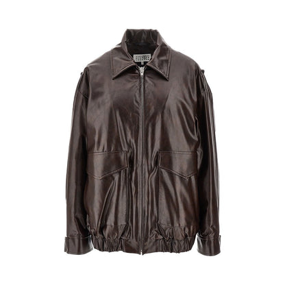 MM6 40 faux leather oversized jacket