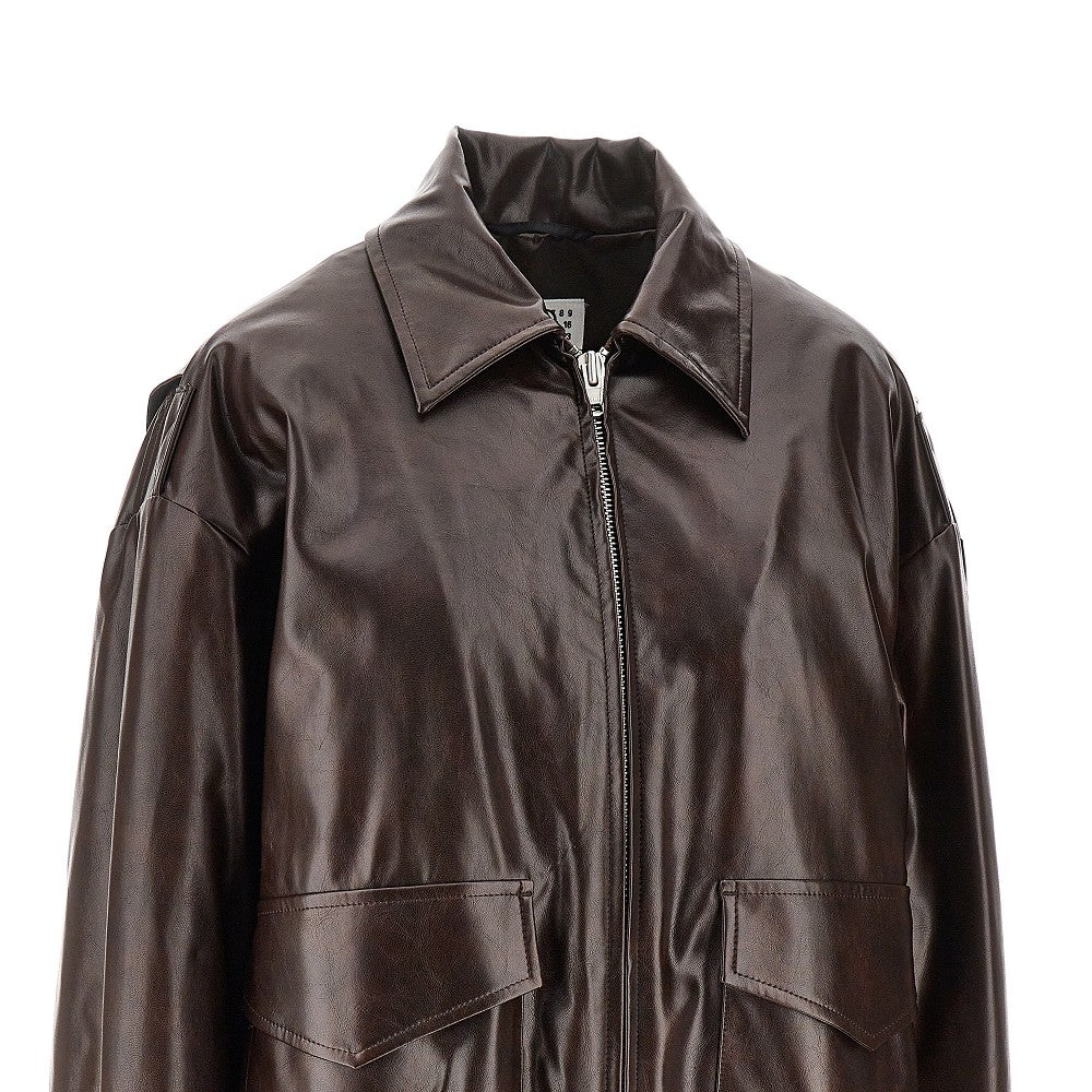 MM6 40 faux leather oversized jacket