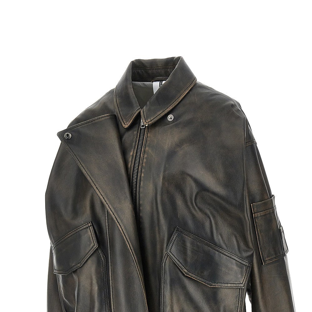 SWORD 42 nappa leather oversized bomber jacket