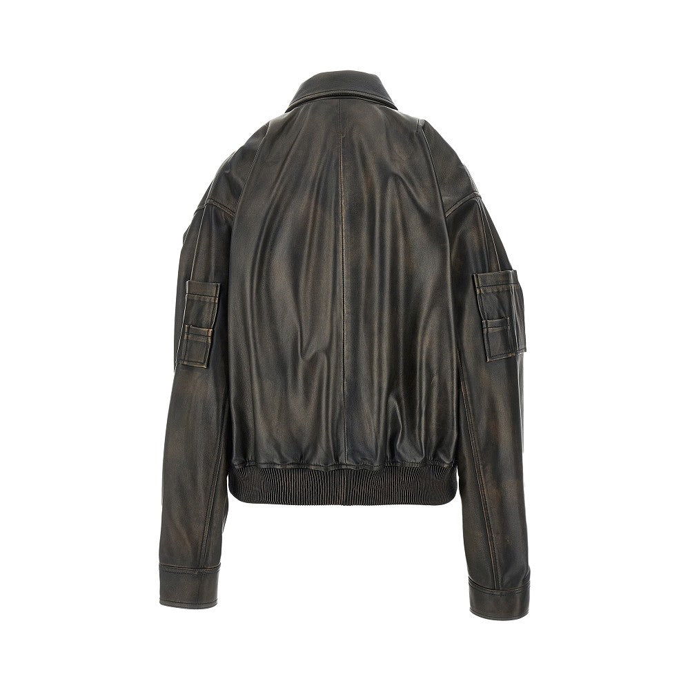 nappa leather oversized bomber jacket