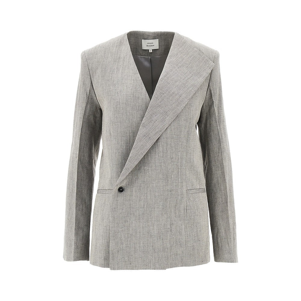 suna cotton and linen asymmetrical jacket