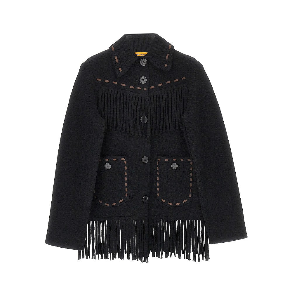 fringed western knitted jacket