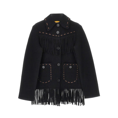 fringed western knitted jacket
