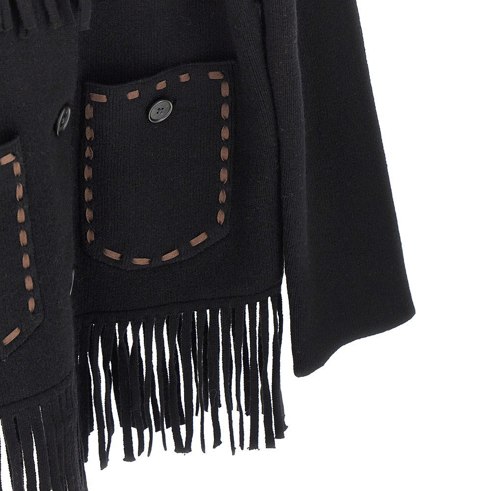 fringed western knitted jacket