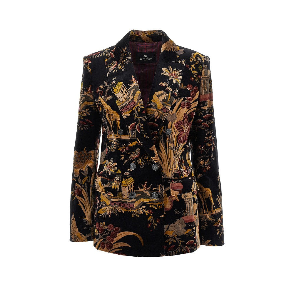 paisley velvet double-breasted jacket