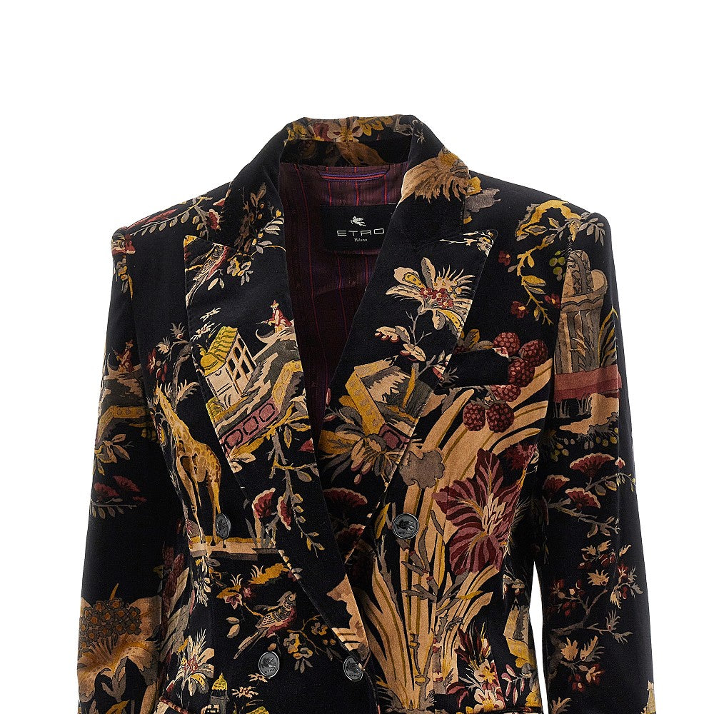 paisley velvet double-breasted jacket