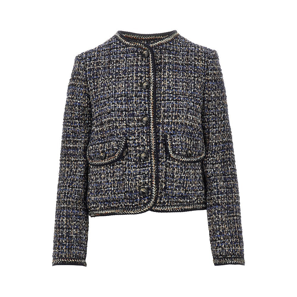 wool-blend tweed jacket