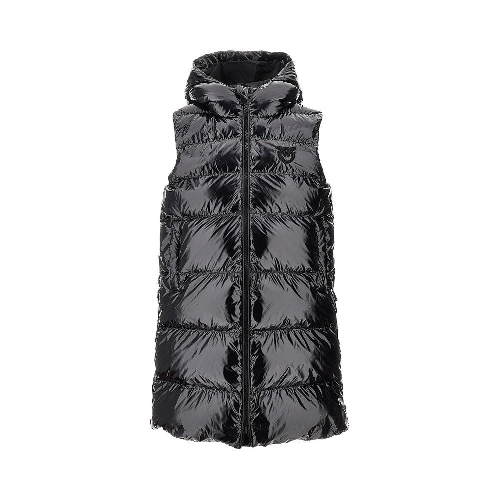 PINKO XS glossy coated nylon padded vest