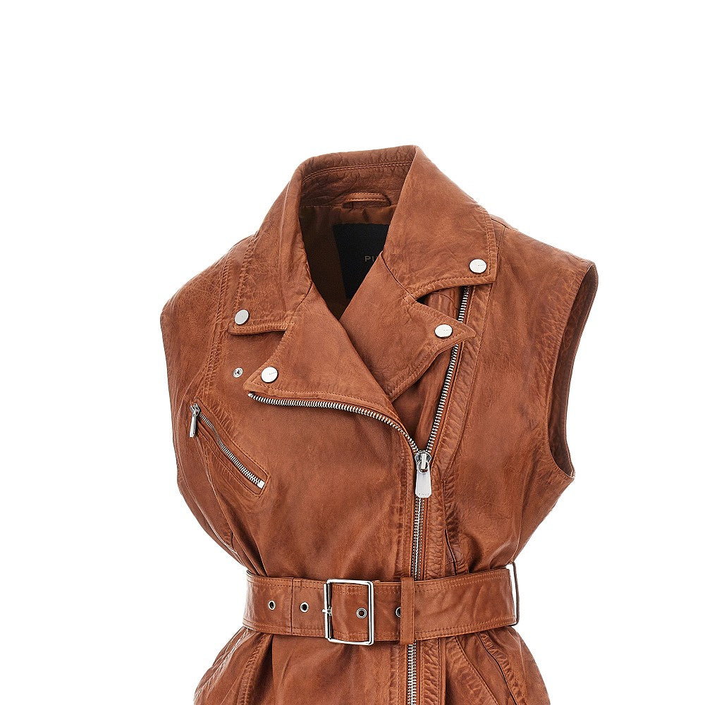 PINKO 38 leather biker vest