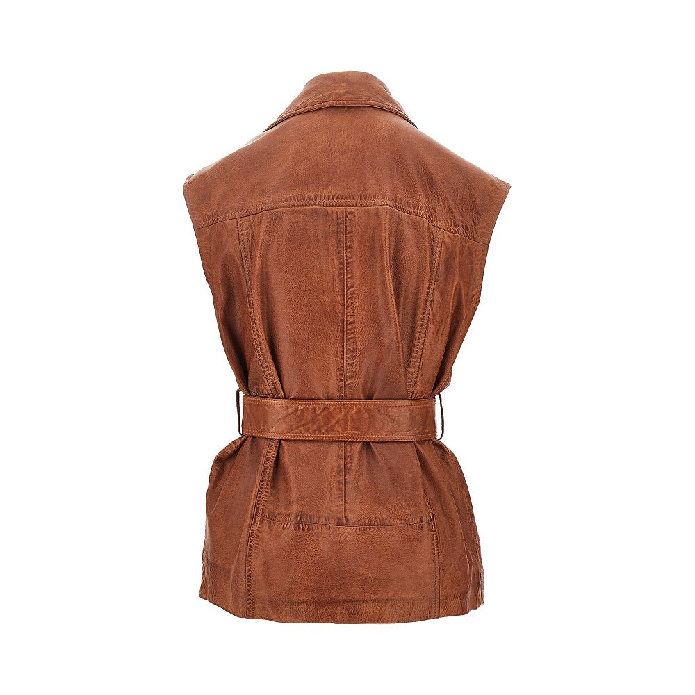 leather biker vest