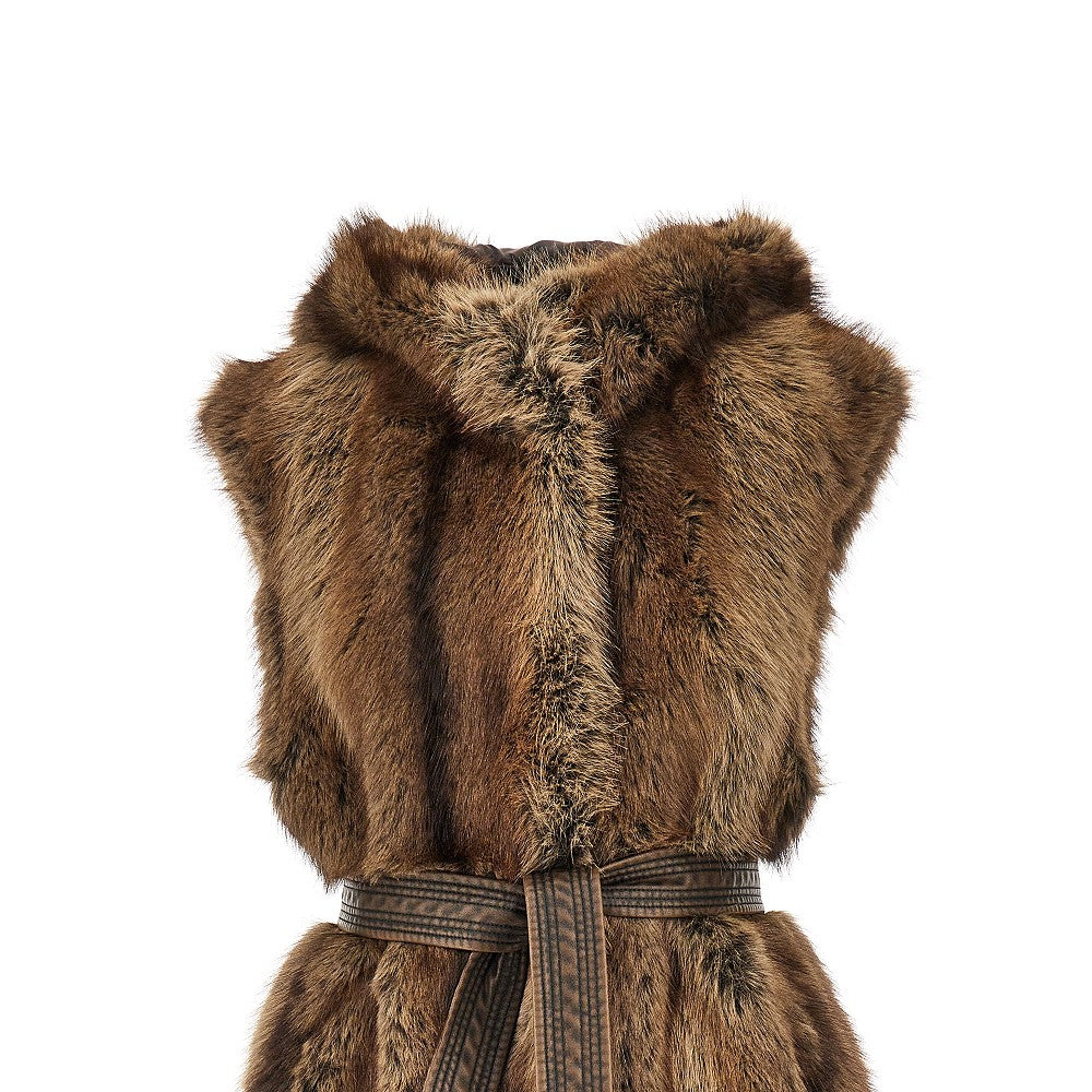 faux fur vest with belt