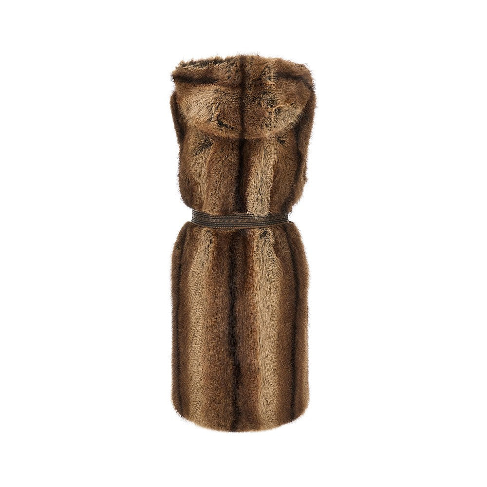 faux fur vest with belt