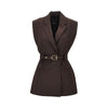 gabardine vest with belt