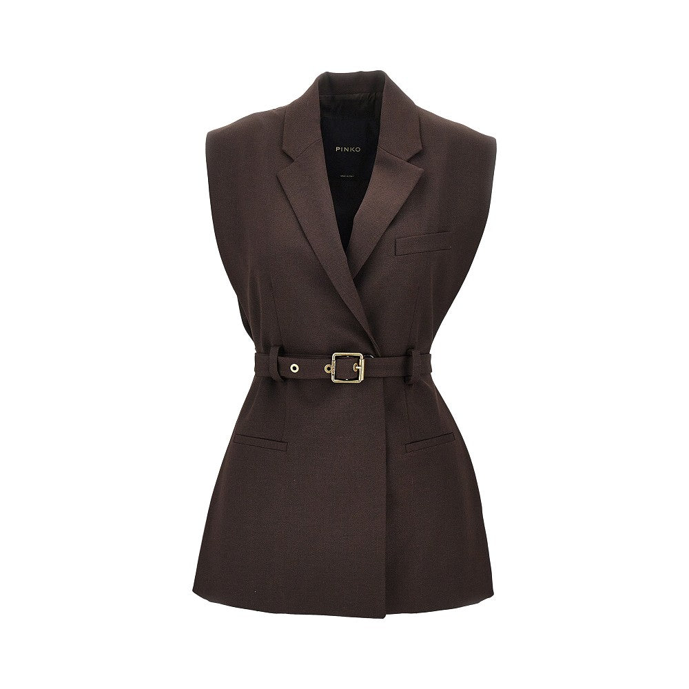 gabardine vest with belt