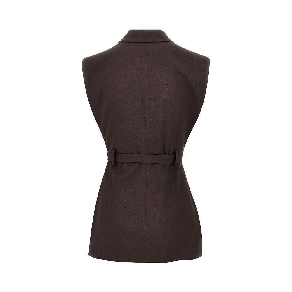 gabardine vest with belt