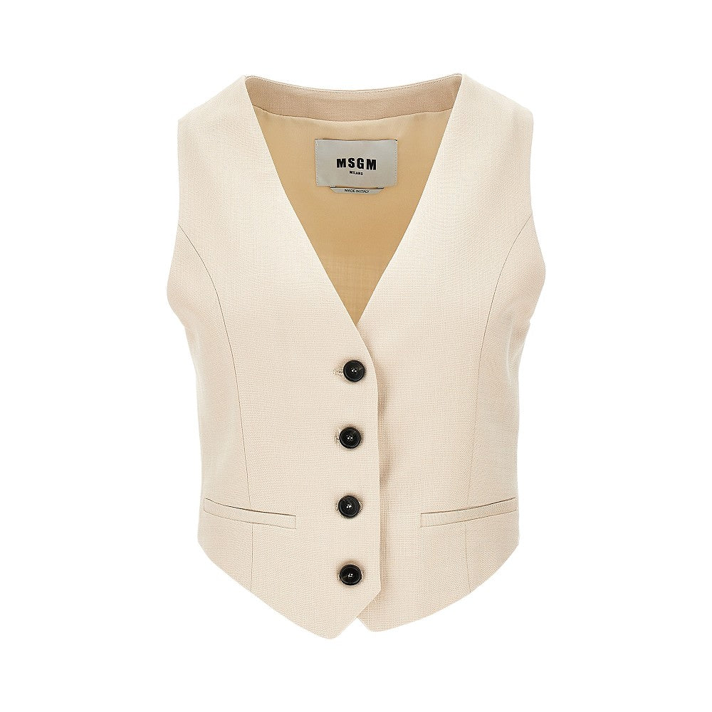 viscose-blend canvas vest