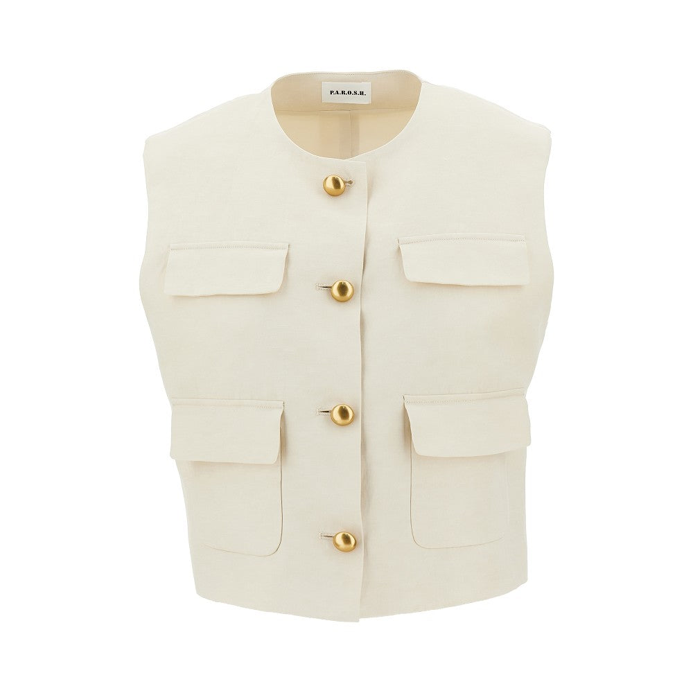 P.A.R.O.S.H. S raisa linen-blend vest top