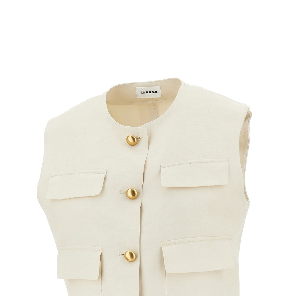 P.A.R.O.S.H. S raisa linen-blend vest top