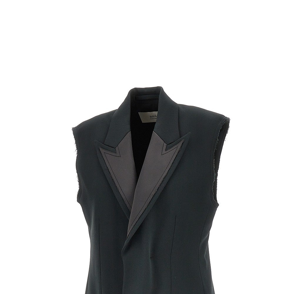 AMI 36 wool sleeveless tuxedo jacket