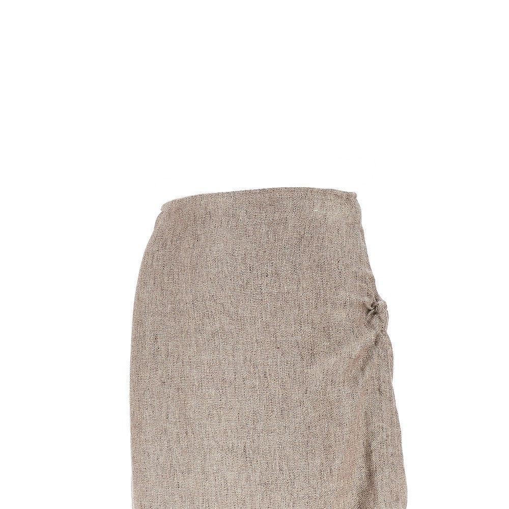 EMPORIO ARMANI 40 fringed linen canvas skirt