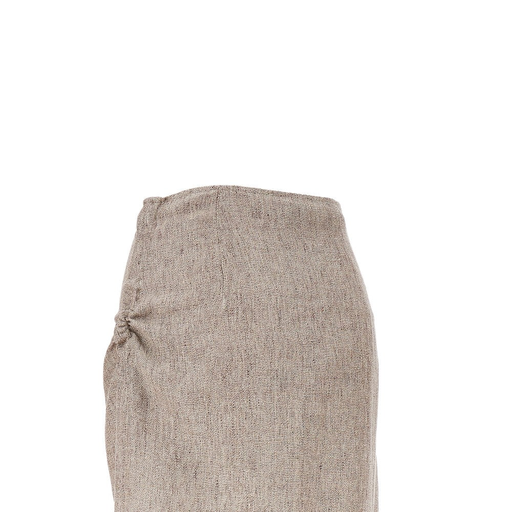 fringed linen canvas skirt