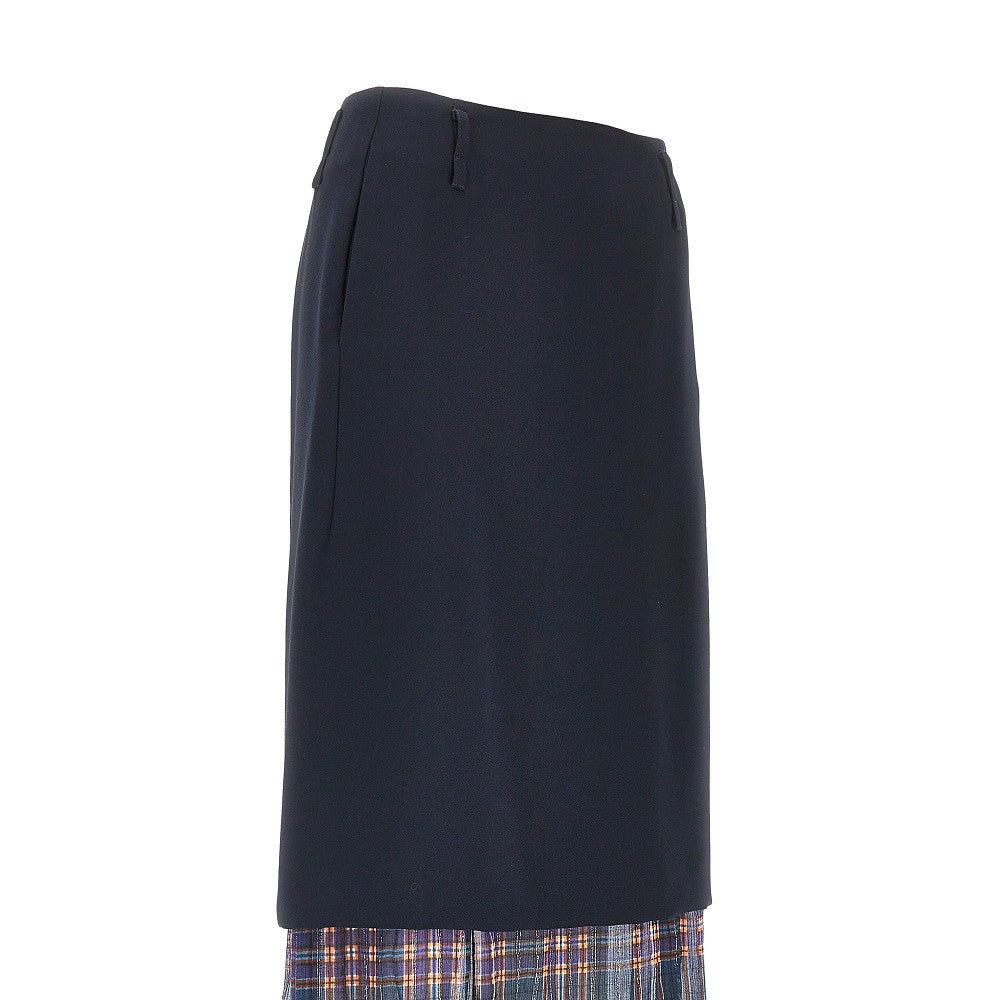 DRIES VAN NOTEN 36 cady midi skirt with check insert