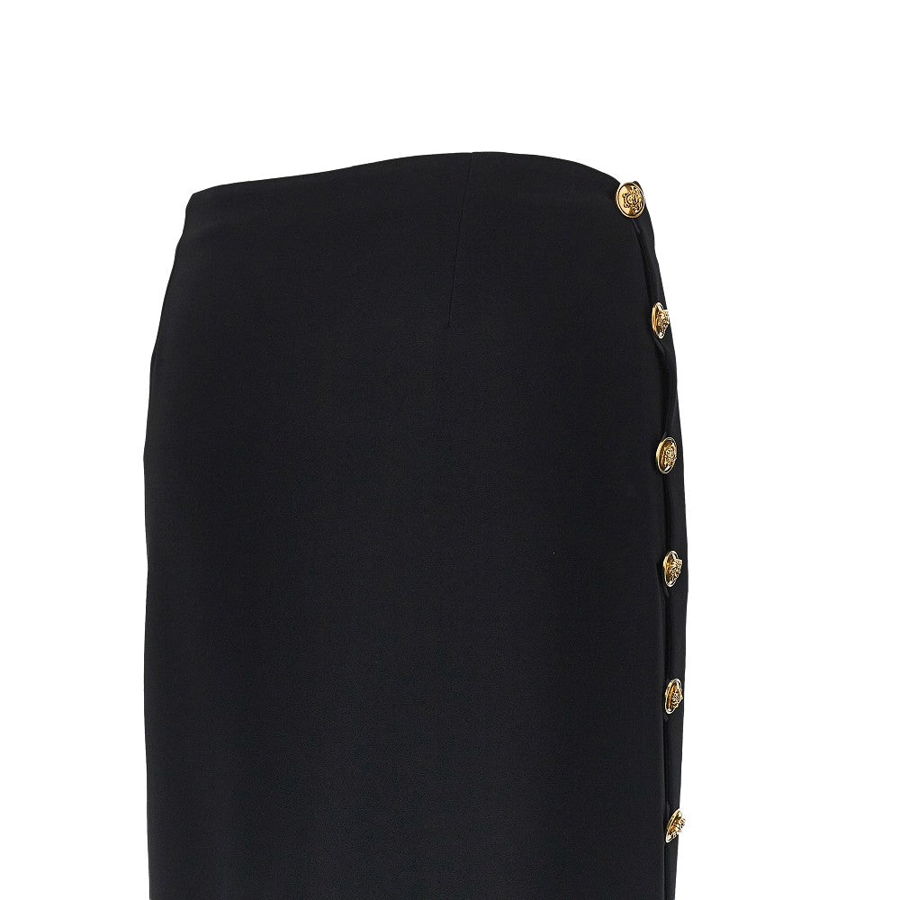 stretch viscose skirt with medusa buttons