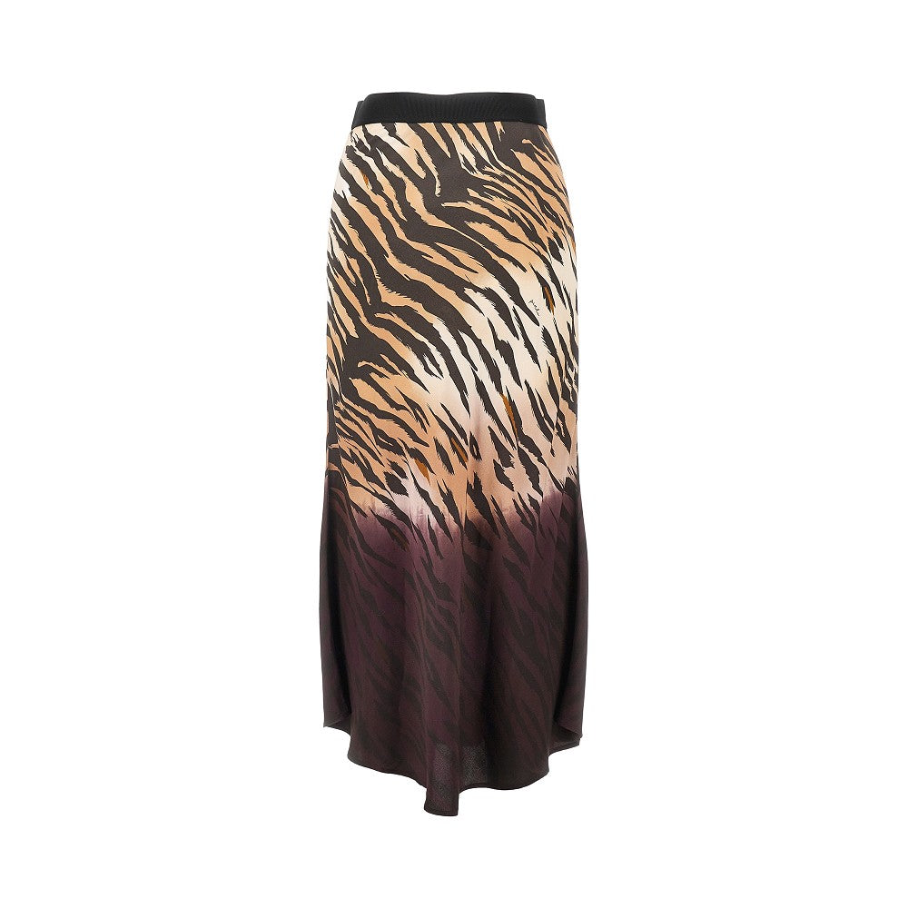 PINKO XS animalier twill midi skirt