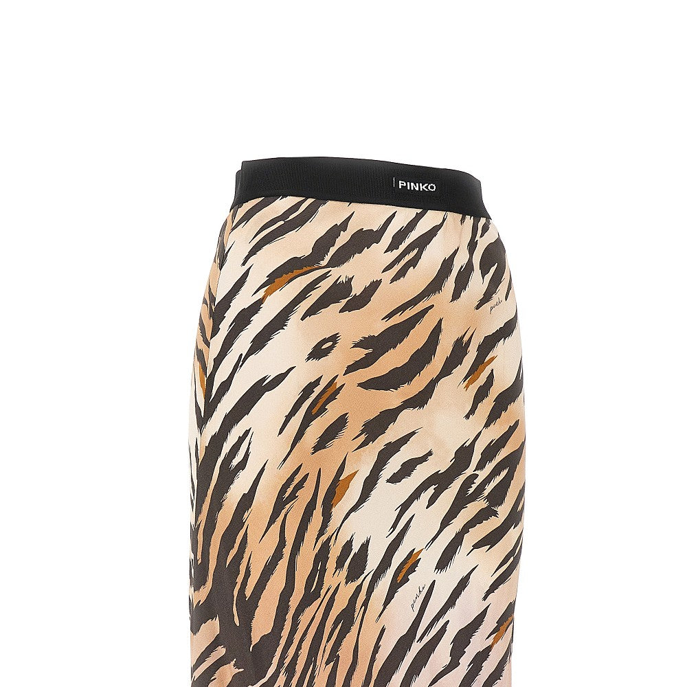 PINKO XS animalier twill midi skirt