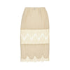 jacquard and lace midi skirt