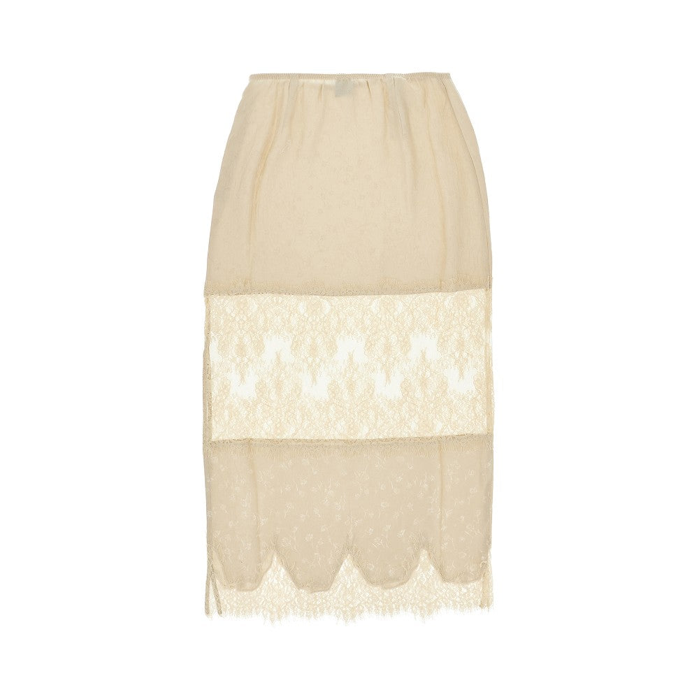 jacquard and lace midi skirt