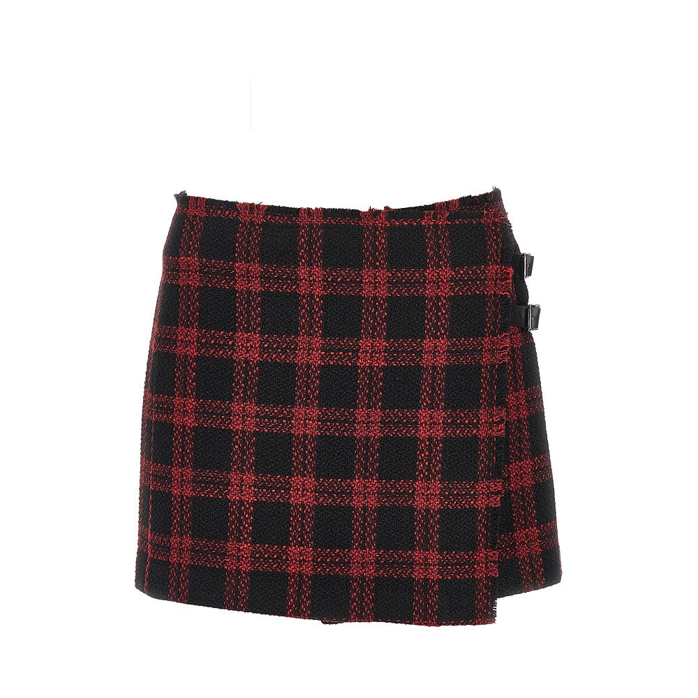 check tweed mini skirt