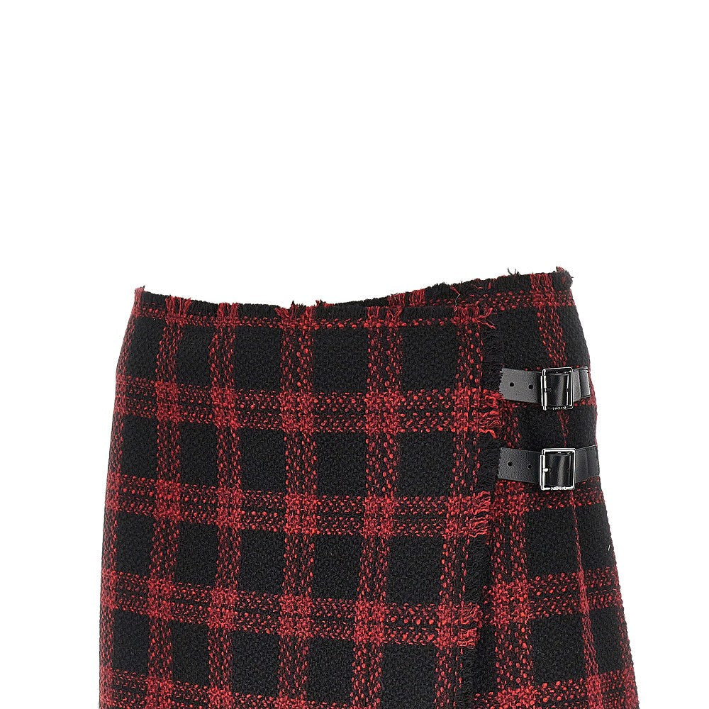 check tweed mini skirt