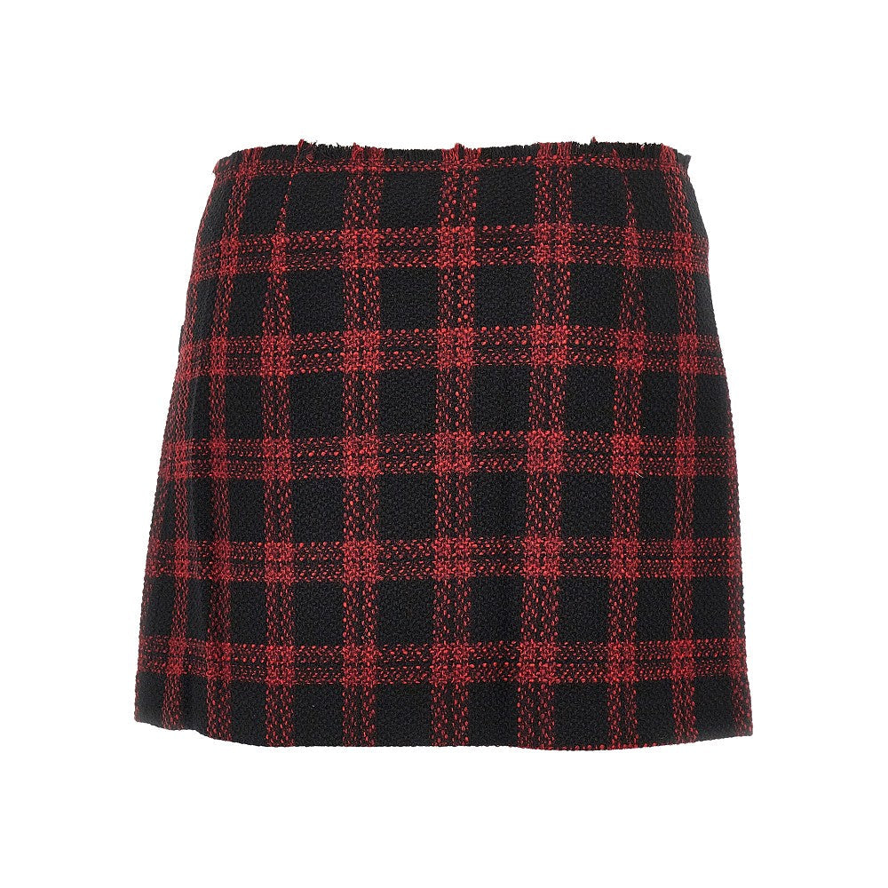 check tweed mini skirt
