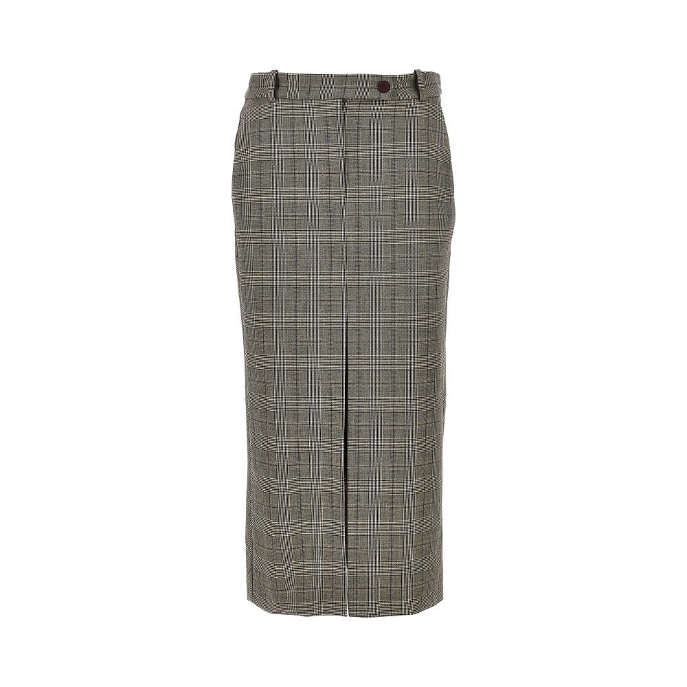 wool-blend midi skirt with check motif