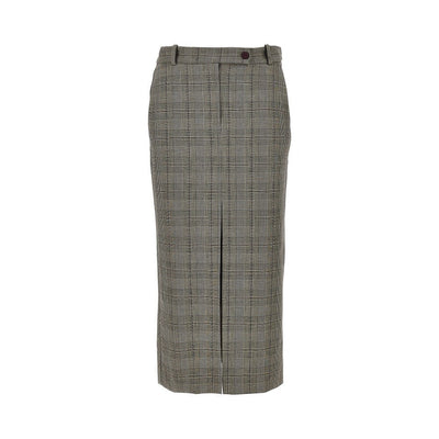 wool-blend midi skirt with check motif